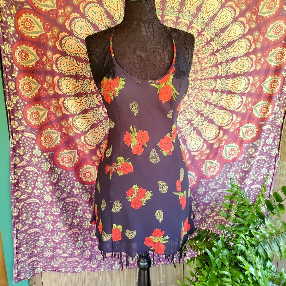Vintage Cerie Floral Silky‎ Nightie